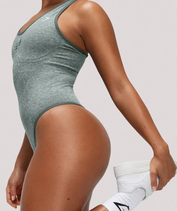 Outlet Gymshark Lift Seamless Bodysuit SlateTeal/WhiteMarl