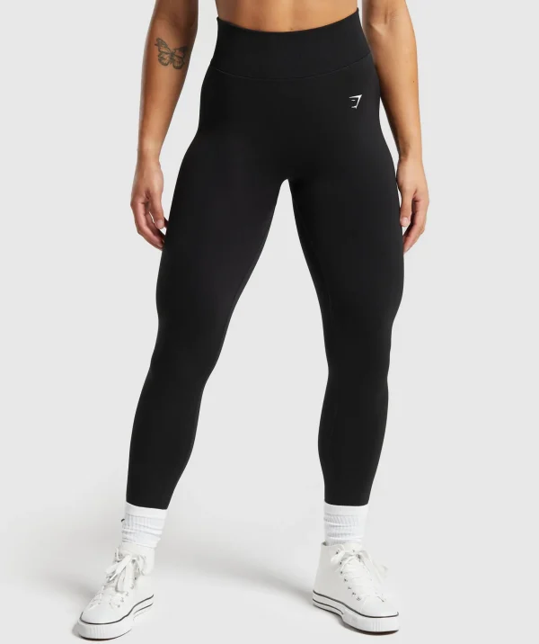 Hot Gymshark Lift Seamless Leggings Black/BlackMarl