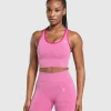 New Gymshark Lift Seamless Midi Tank With Shelf WinningPink/WhiteMarl