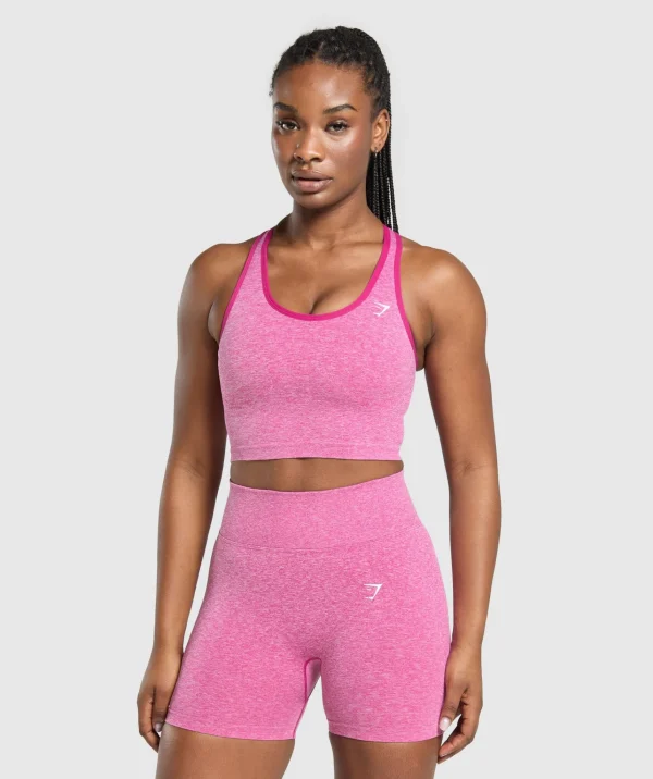 New Gymshark Lift Seamless Midi Tank With Shelf WinningPink/WhiteMarl