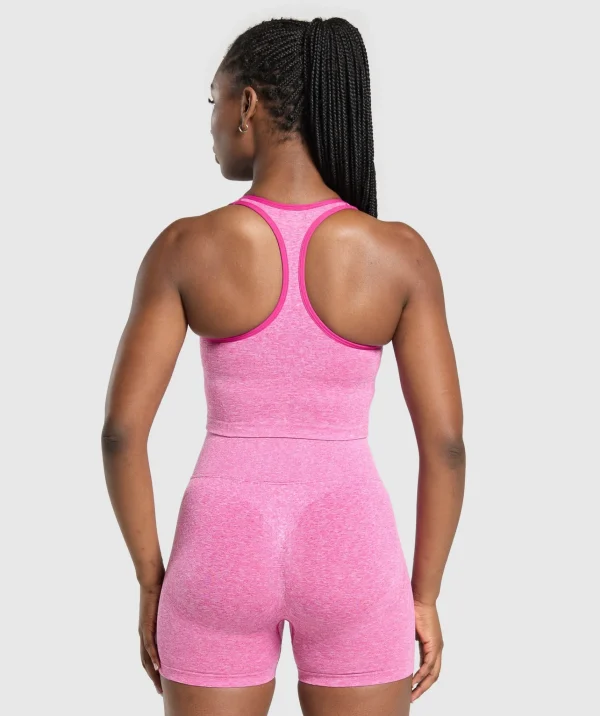 New Gymshark Lift Seamless Midi Tank With Shelf WinningPink/WhiteMarl