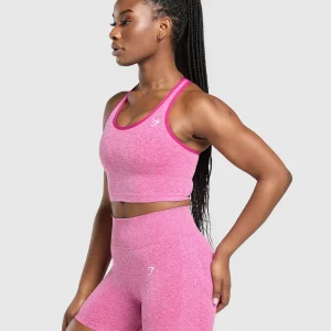 New Gymshark Lift Seamless Midi Tank With Shelf WinningPink/WhiteMarl