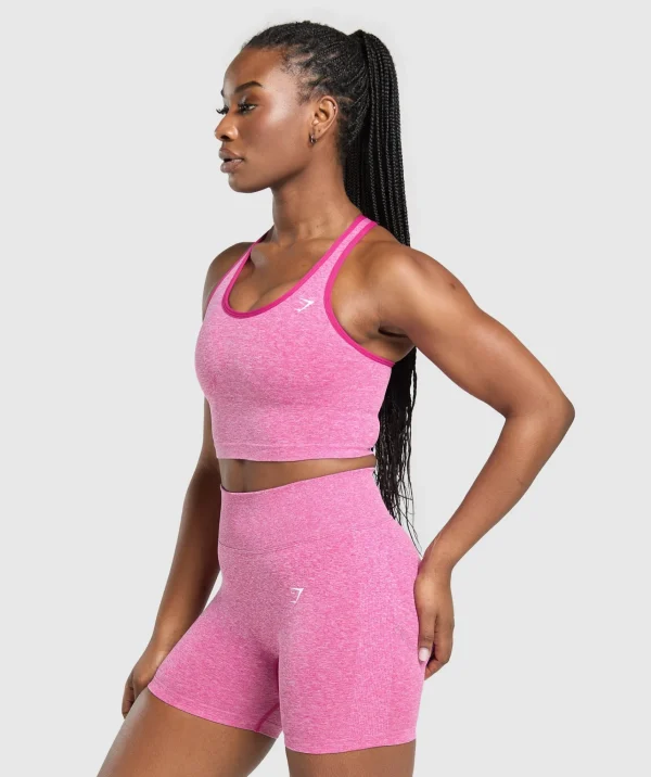 New Gymshark Lift Seamless Midi Tank With Shelf WinningPink/WhiteMarl