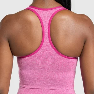 New Gymshark Lift Seamless Midi Tank With Shelf WinningPink/WhiteMarl