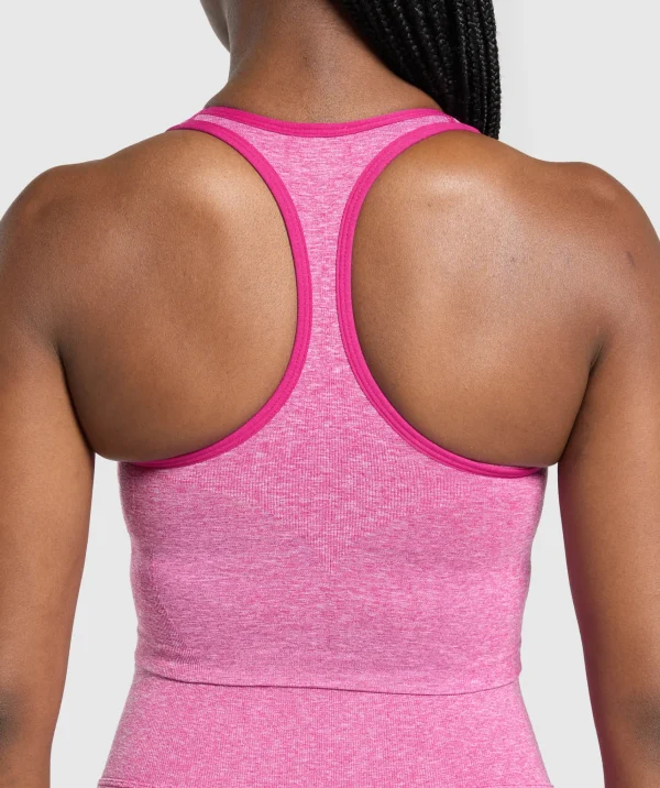 New Gymshark Lift Seamless Midi Tank With Shelf WinningPink/WhiteMarl