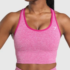 New Gymshark Lift Seamless Midi Tank With Shelf WinningPink/WhiteMarl