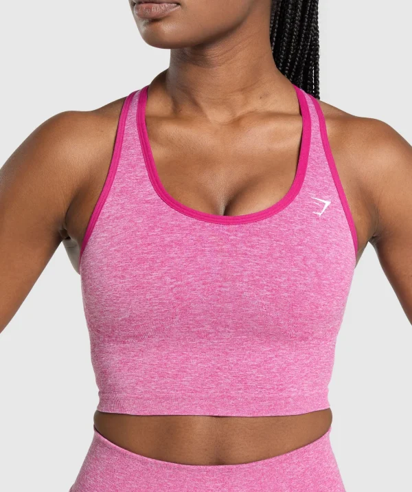 New Gymshark Lift Seamless Midi Tank With Shelf WinningPink/WhiteMarl