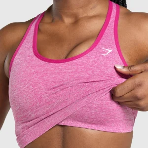 New Gymshark Lift Seamless Midi Tank With Shelf WinningPink/WhiteMarl