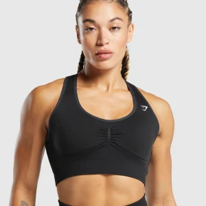 Fashion Gymshark Lift Seamless Sports Bra Black/BlackMarl