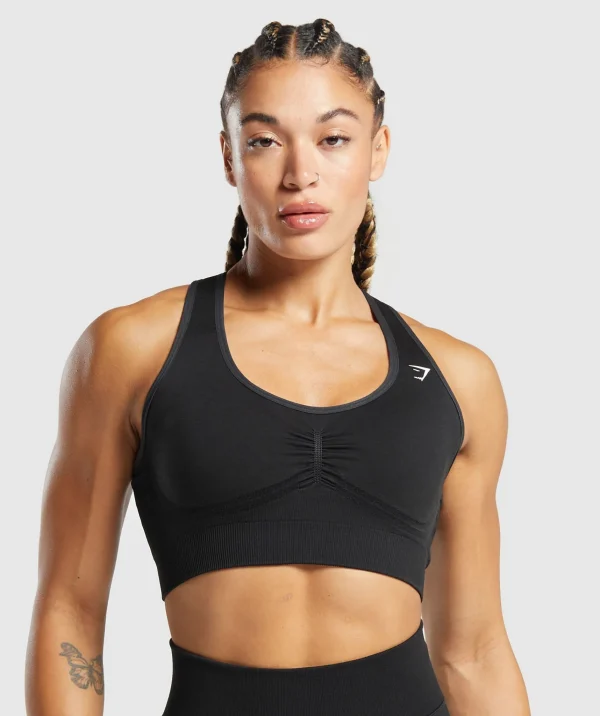 Fashion Gymshark Lift Seamless Sports Bra Black/BlackMarl