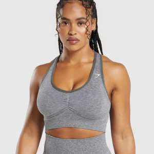 New Gymshark Lift Seamless Sports Bra BrushedGrey/WhiteMarl