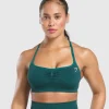 Outlet Gymshark Lift Seamless Sports Bra FunctionalTeal/BlackMarl