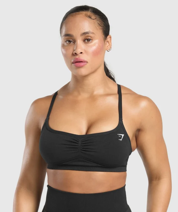 Hot Gymshark Lift Seamless Sports Bra Black/BlackMarl