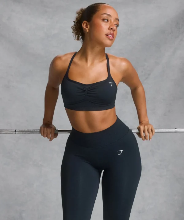 Outlet Gymshark Lift Seamless Sports Bra MidnightBlue/BlackMarl