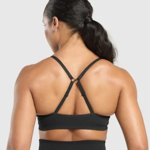 Hot Gymshark Lift Seamless Sports Bra Black/BlackMarl