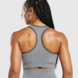 New Gymshark Lift Seamless Sports Bra BrushedGrey/WhiteMarl