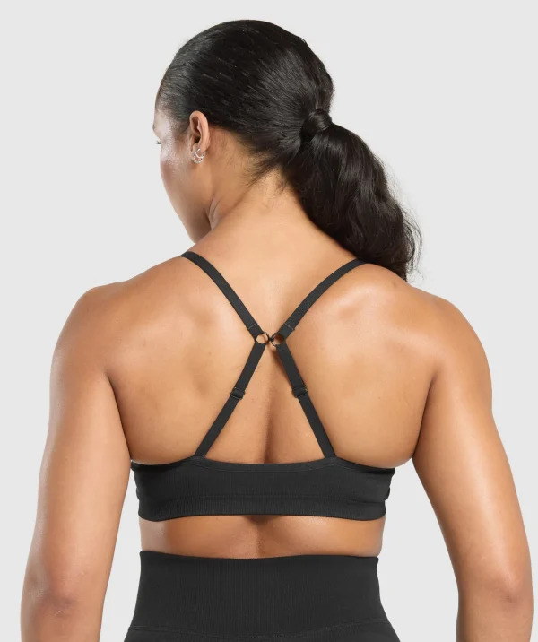 Hot Gymshark Lift Seamless Sports Bra Black/BlackMarl