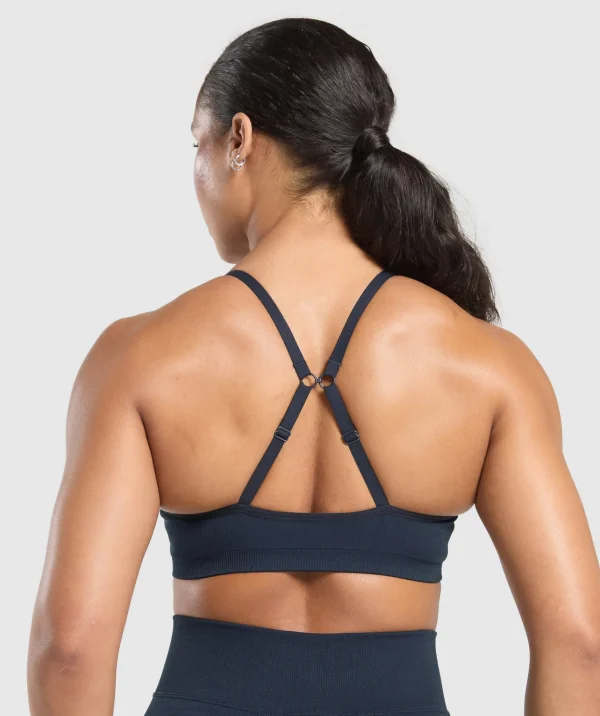 Outlet Gymshark Lift Seamless Sports Bra MidnightBlue/BlackMarl