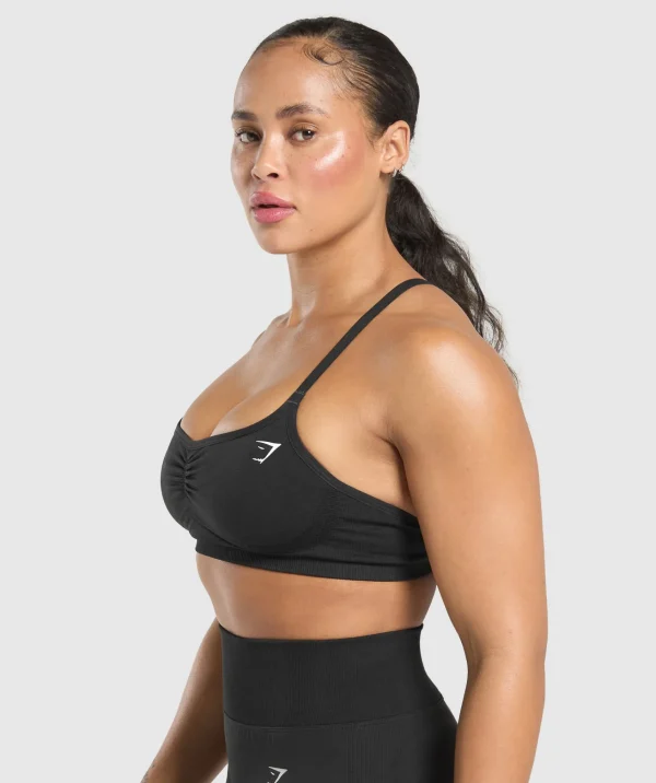 Hot Gymshark Lift Seamless Sports Bra Black/BlackMarl