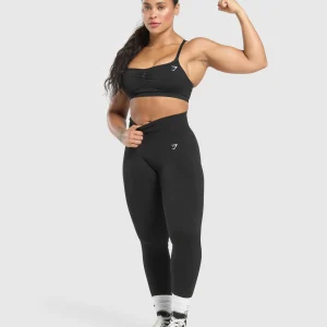 Hot Gymshark Lift Seamless Sports Bra Black/BlackMarl