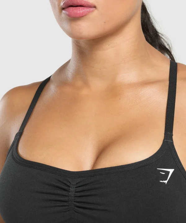 Hot Gymshark Lift Seamless Sports Bra Black/BlackMarl