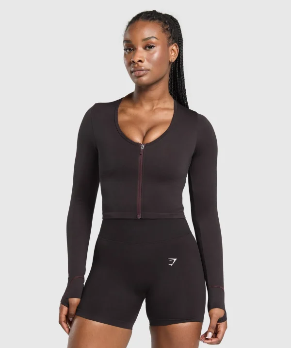 Sale Gymshark Lift Seamless Zip Up Jacket DepthPurple/BlackMarl