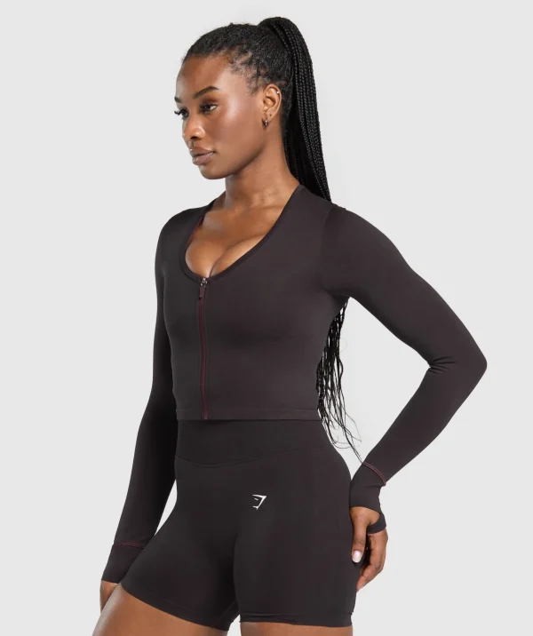 Sale Gymshark Lift Seamless Zip Up Jacket DepthPurple/BlackMarl