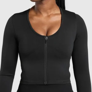 Sale Gymshark Lift Seamless Zip Up Jacket Black/BlackMarl