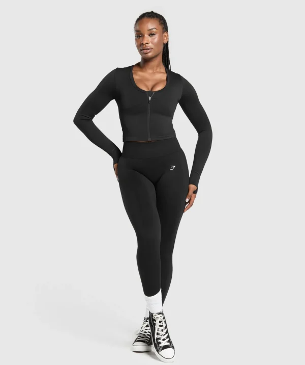 Sale Gymshark Lift Seamless Zip Up Jacket Black/BlackMarl