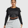 Best Gymshark Lifting 2 In 1 Long Sleeve Crop Top Black