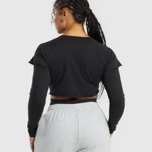 Best Gymshark Lifting 2 In 1 Long Sleeve Crop Top Black