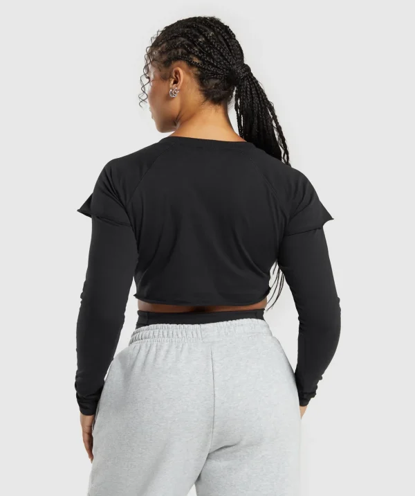 Best Gymshark Lifting 2 In 1 Long Sleeve Crop Top Black