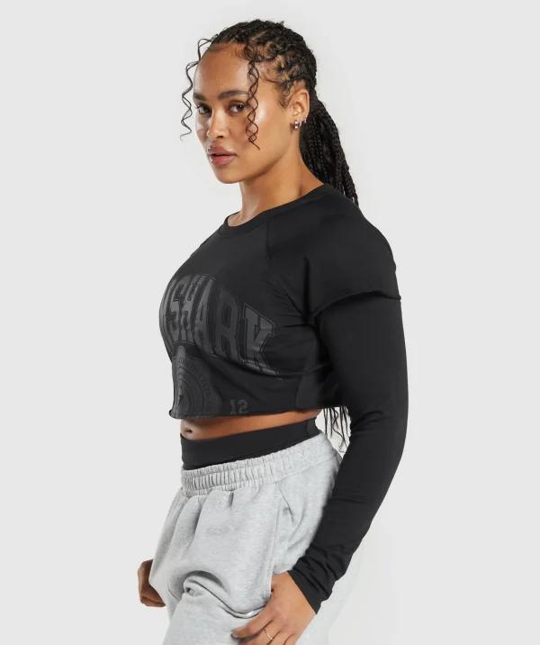 Best Gymshark Lifting 2 In 1 Long Sleeve Crop Top Black