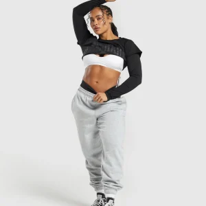 Best Gymshark Lifting 2 In 1 Long Sleeve Crop Top Black