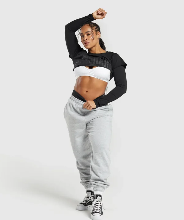 Best Gymshark Lifting 2 In 1 Long Sleeve Crop Top Black