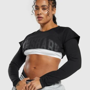 Best Gymshark Lifting 2 In 1 Long Sleeve Crop Top Black