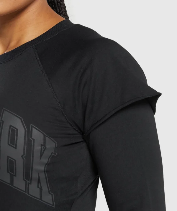 Best Gymshark Lifting 2 In 1 Long Sleeve Crop Top Black