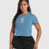 Fashion Gymshark Lifting Club Graphic Baby Tee FadedBlue