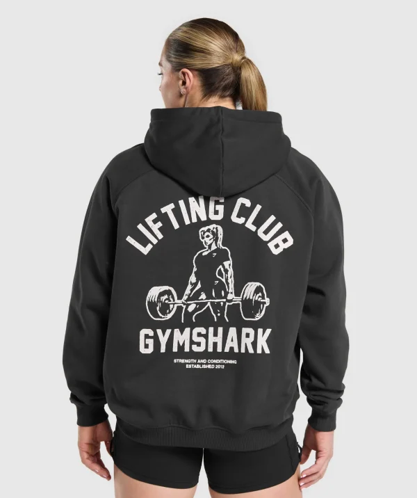 Sale Gymshark Lifting Club Graphic Brushed Hoodie Black