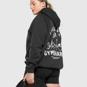 Sale Gymshark Lifting Club Graphic Brushed Hoodie Black