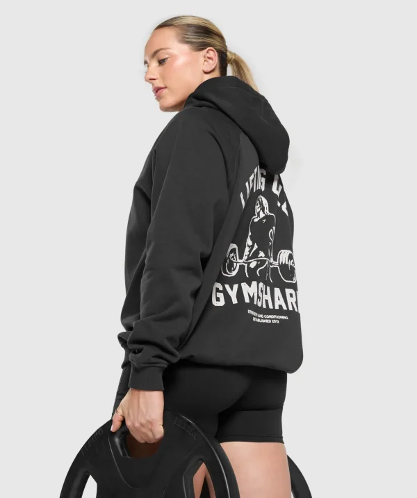 Sale Gymshark Lifting Club Graphic Brushed Hoodie Black