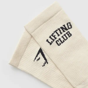 Online Gymshark Lifting Club Graphic Crew Sock Single EcruWhite