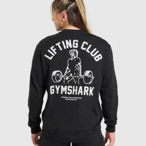 Fashion Gymshark Lifting Club Graphic Long Sleeve Top Black