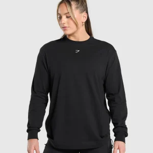 Fashion Gymshark Lifting Club Graphic Long Sleeve Top Black