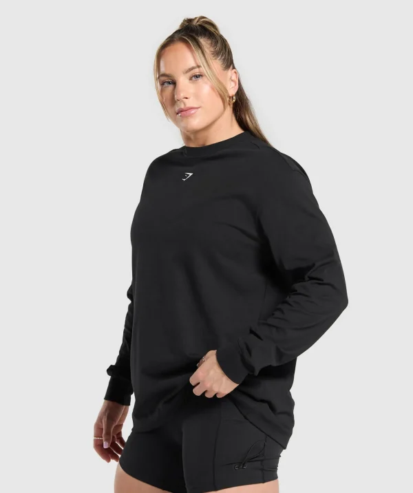 Fashion Gymshark Lifting Club Graphic Long Sleeve Top Black