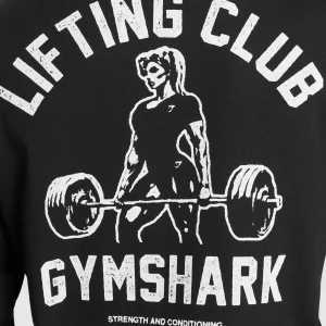 Fashion Gymshark Lifting Club Graphic Long Sleeve Top Black