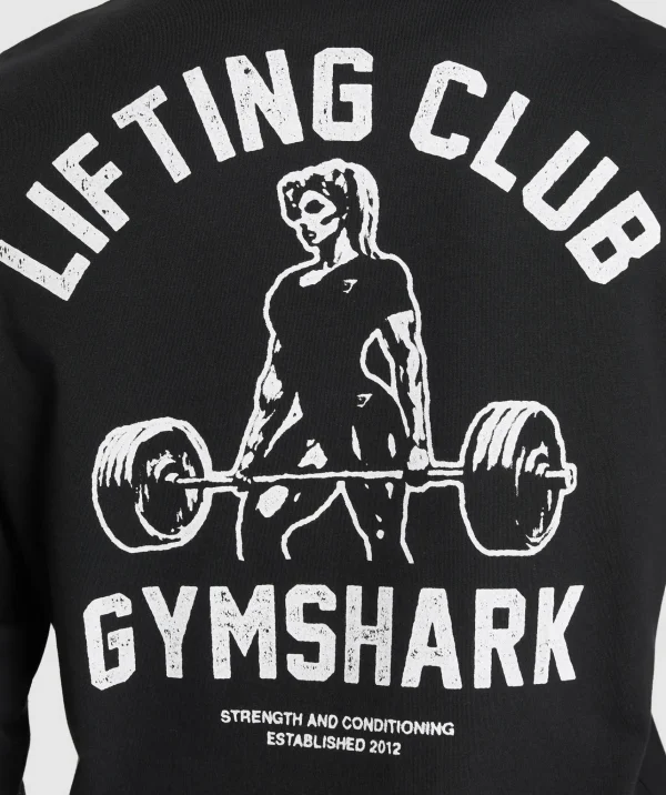 Fashion Gymshark Lifting Club Graphic Long Sleeve Top Black