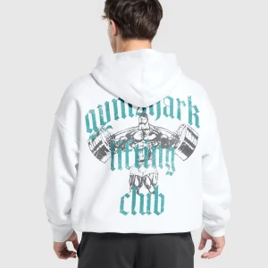 Sale Gymshark Lifting Club Hoodie White/ArtificialTeal