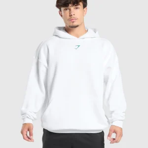 Sale Gymshark Lifting Club Hoodie White/ArtificialTeal