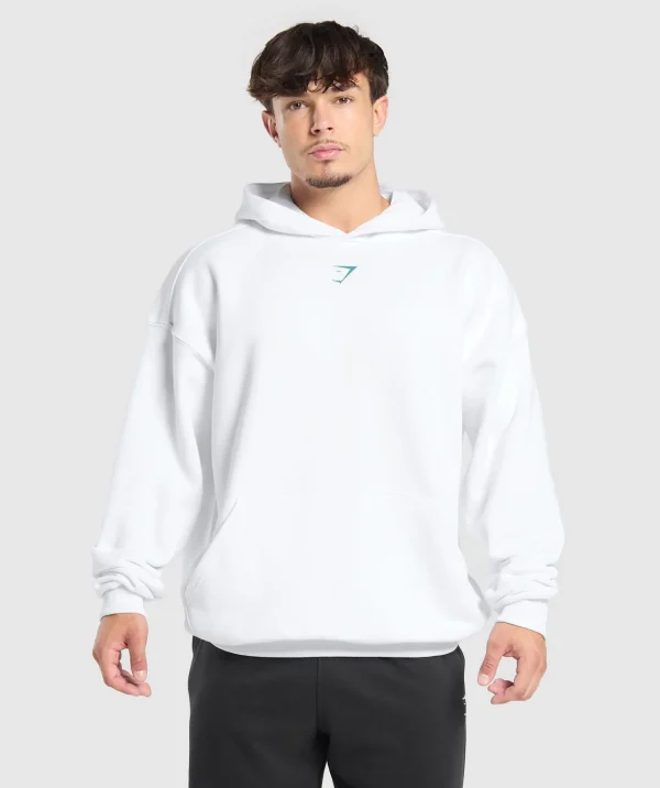 Sale Gymshark Lifting Club Hoodie White/ArtificialTeal